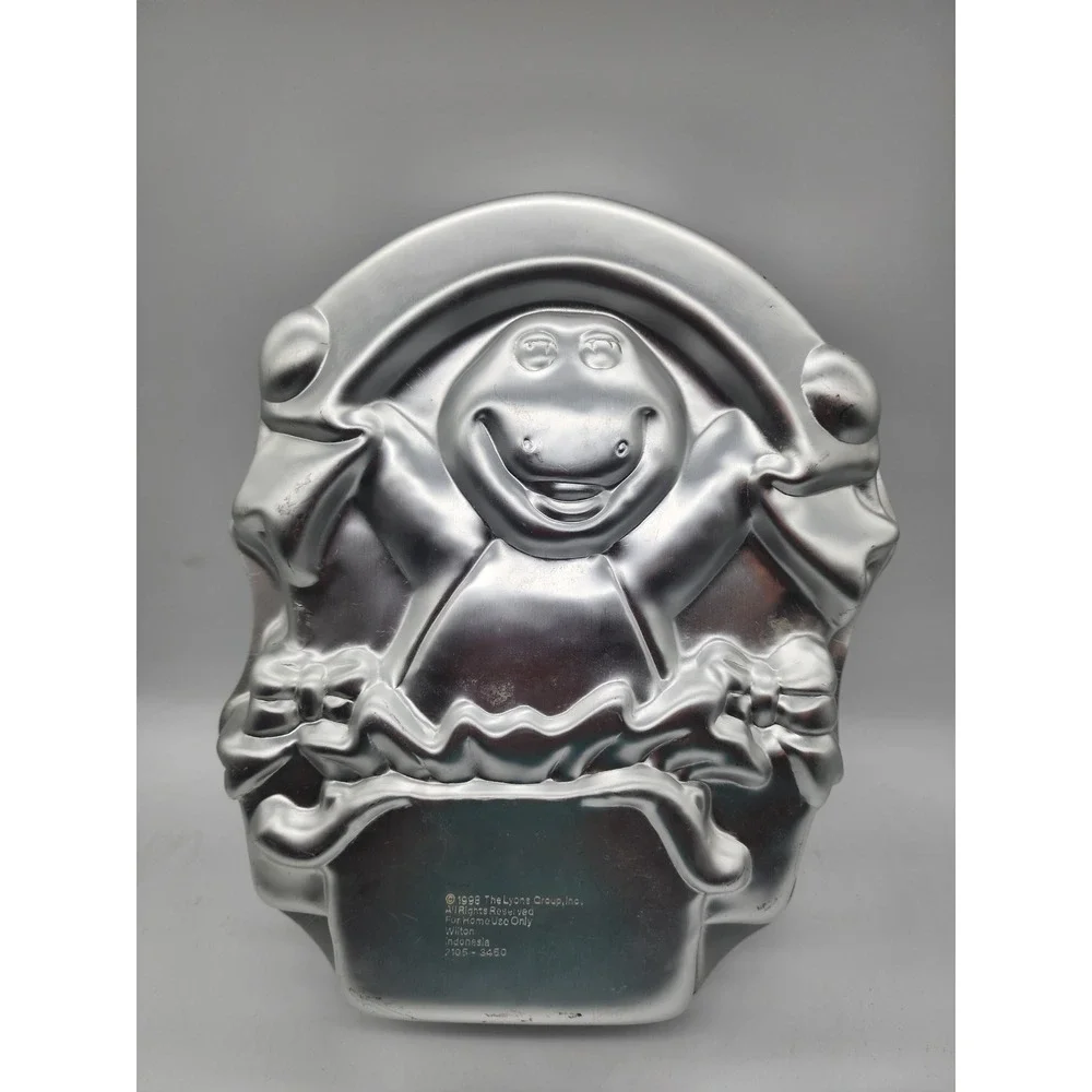 Wilton Barney the Dinosaur Cake Pan Vintage 1998 Aluminum Mold 2105-3450 Silver